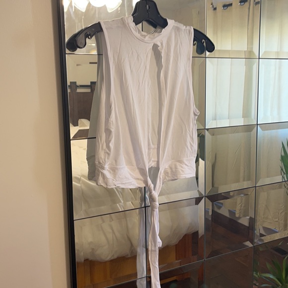 Tie Back White Muscle Tank OS - Picture 2 of 5